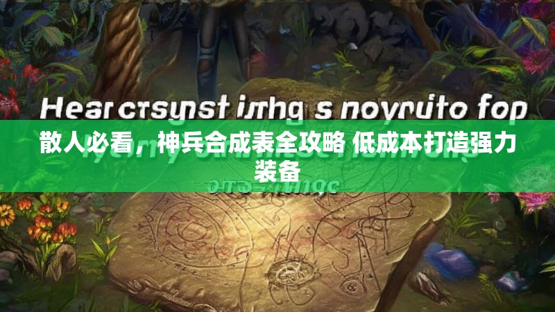 散人必看,神兵合成表全攻略 低成本打造强力装备 散人必看,神兵合成表全攻略 低成本打造强力装备