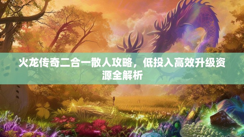 火龙传奇二合一散人攻略，低投入高效升级资源全解析