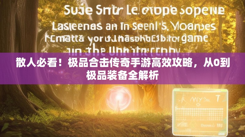 散人必看！极品合击传奇手游高效攻略，从0到极品装备全解析
