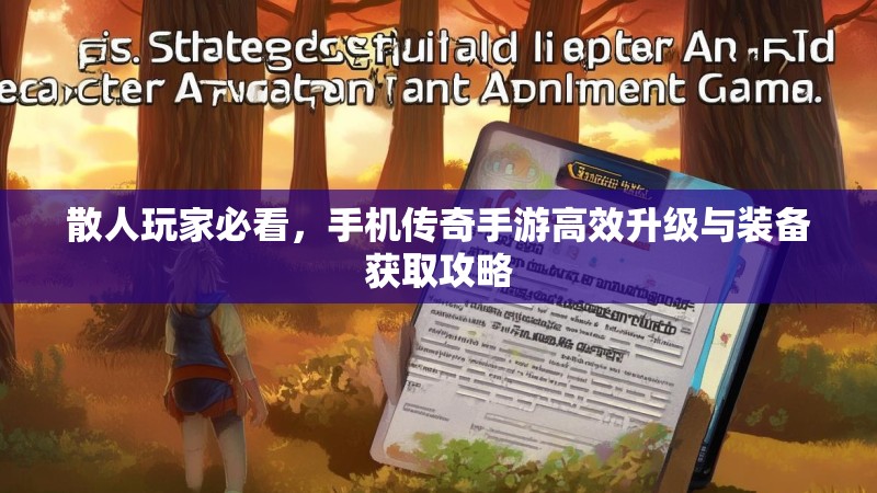 散人玩家必看,手机传奇手游高效升级与装备获取攻略 散人玩家必看,手机传奇手游高效升级与装备获取攻略