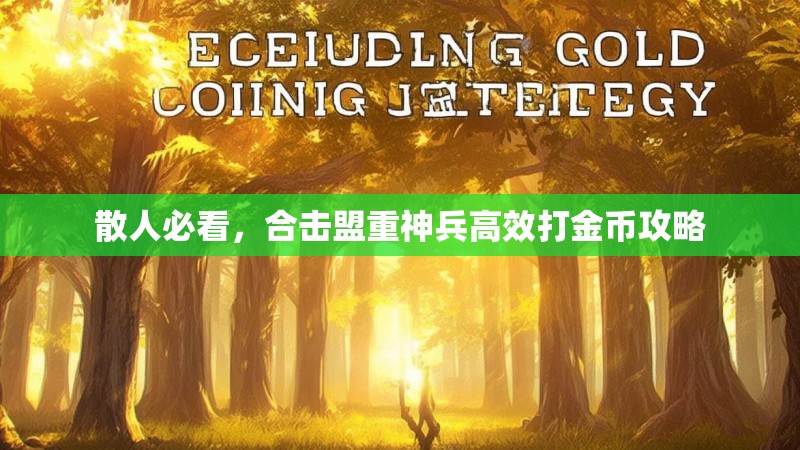 散人必看，合击盟重神兵高效打金币攻略